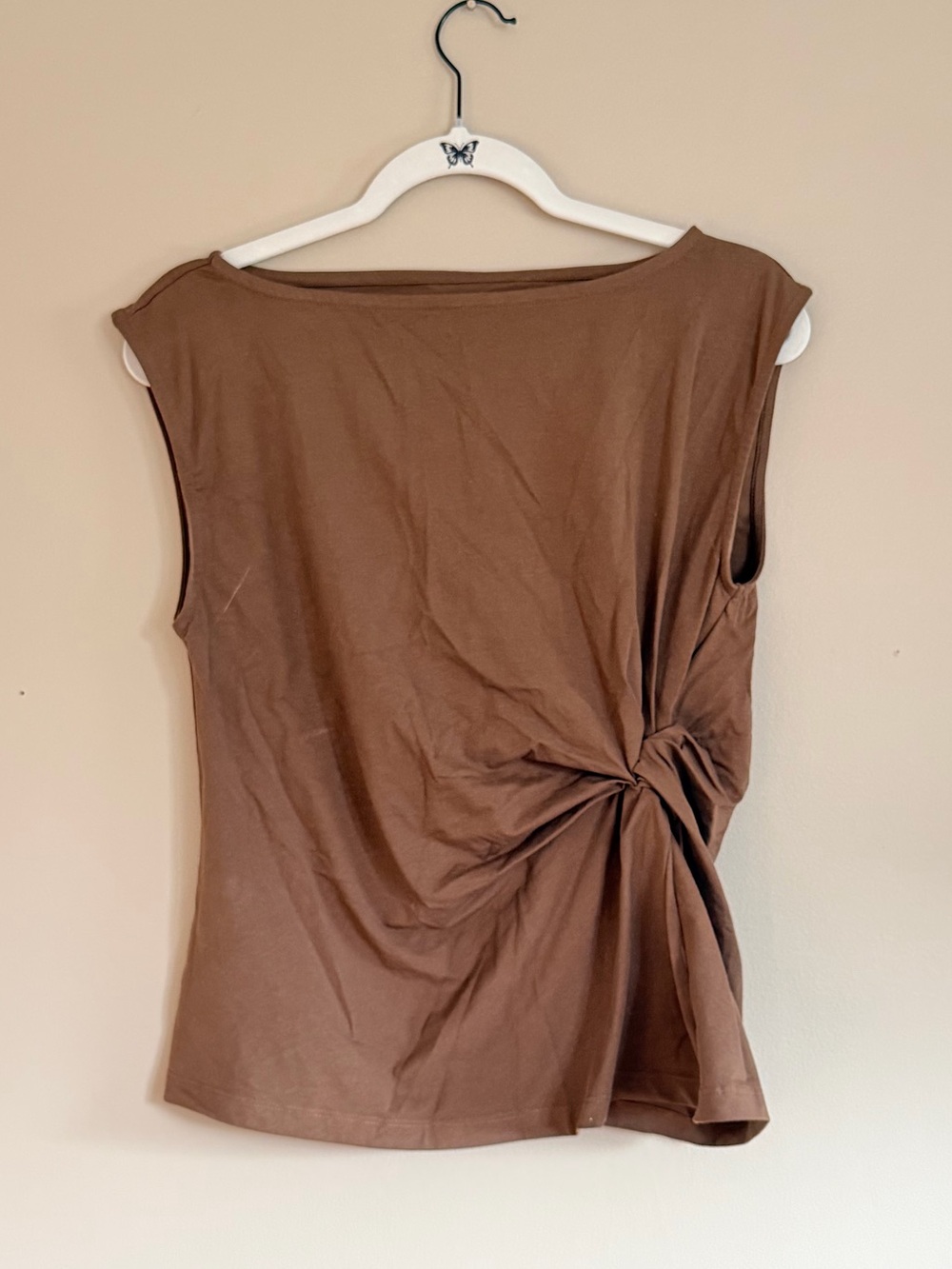 LOFT Brown Sleeveless Side-Knot Tank Top